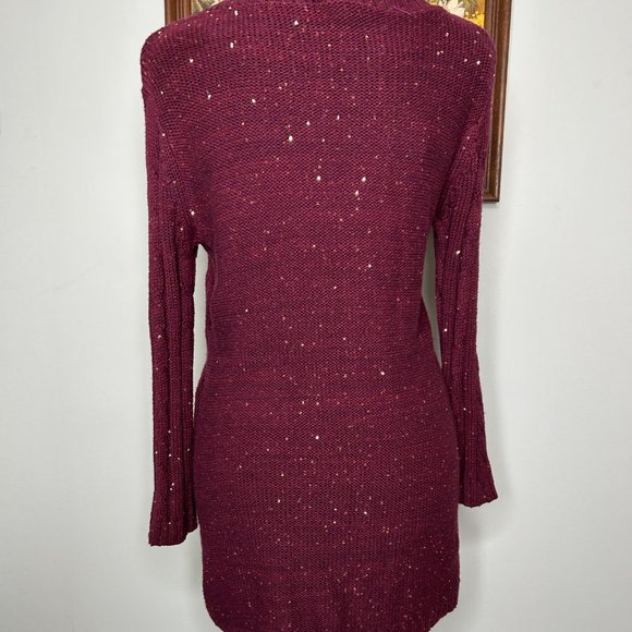 Cremieux Sweater Top Women's Small Round Neck Maroon w/ Gold Sequins NWT - Picture 3 of 13
